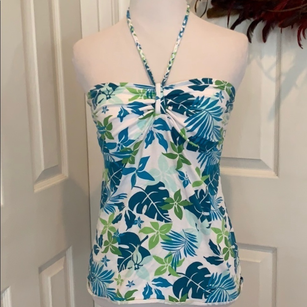 Union Bay blues and greens floral halter top